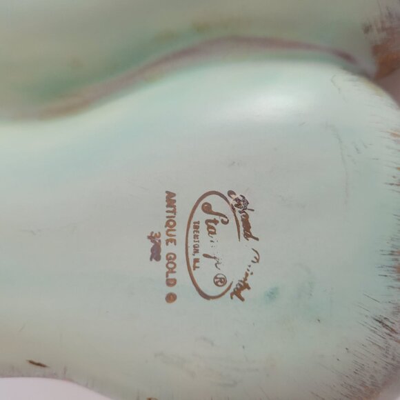 Stangl Antique Gold & Mint Green Ceramic Divided Serving Dish With Handle - Picture 6 of 8